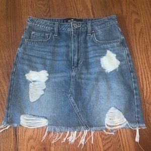 Hollister high-rise distressed denim skirt
